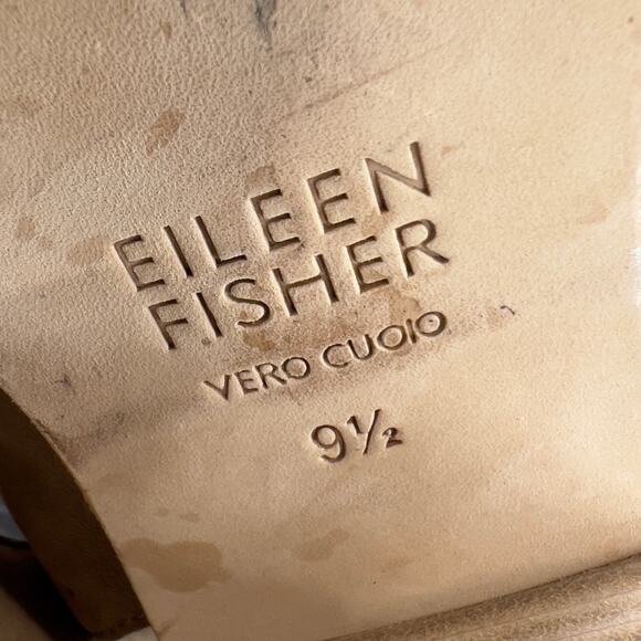 Eileen Fisher Vessey Leather Ankle Strap Sandal-Brown Tan-Block Heel -Women 9.5 - Picture 9 of 10